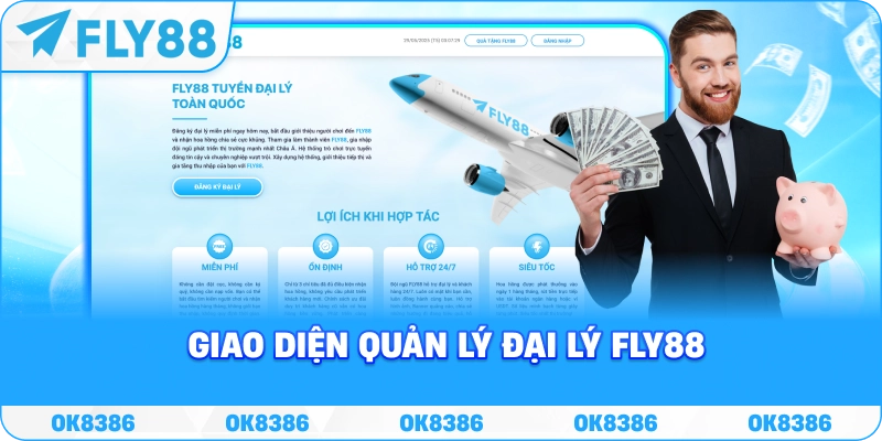 Đại lý FLY88 và hệ thống quản lý đối tác Giao diện quản lý đại lý FLY88 và báo cáo hoa hồng đối tác